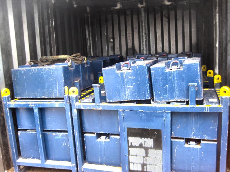 Fabricated transport frames stacked for shipment