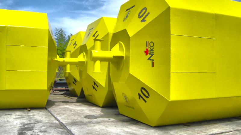 Fabricated mooring buoys finished and ready for delivery
