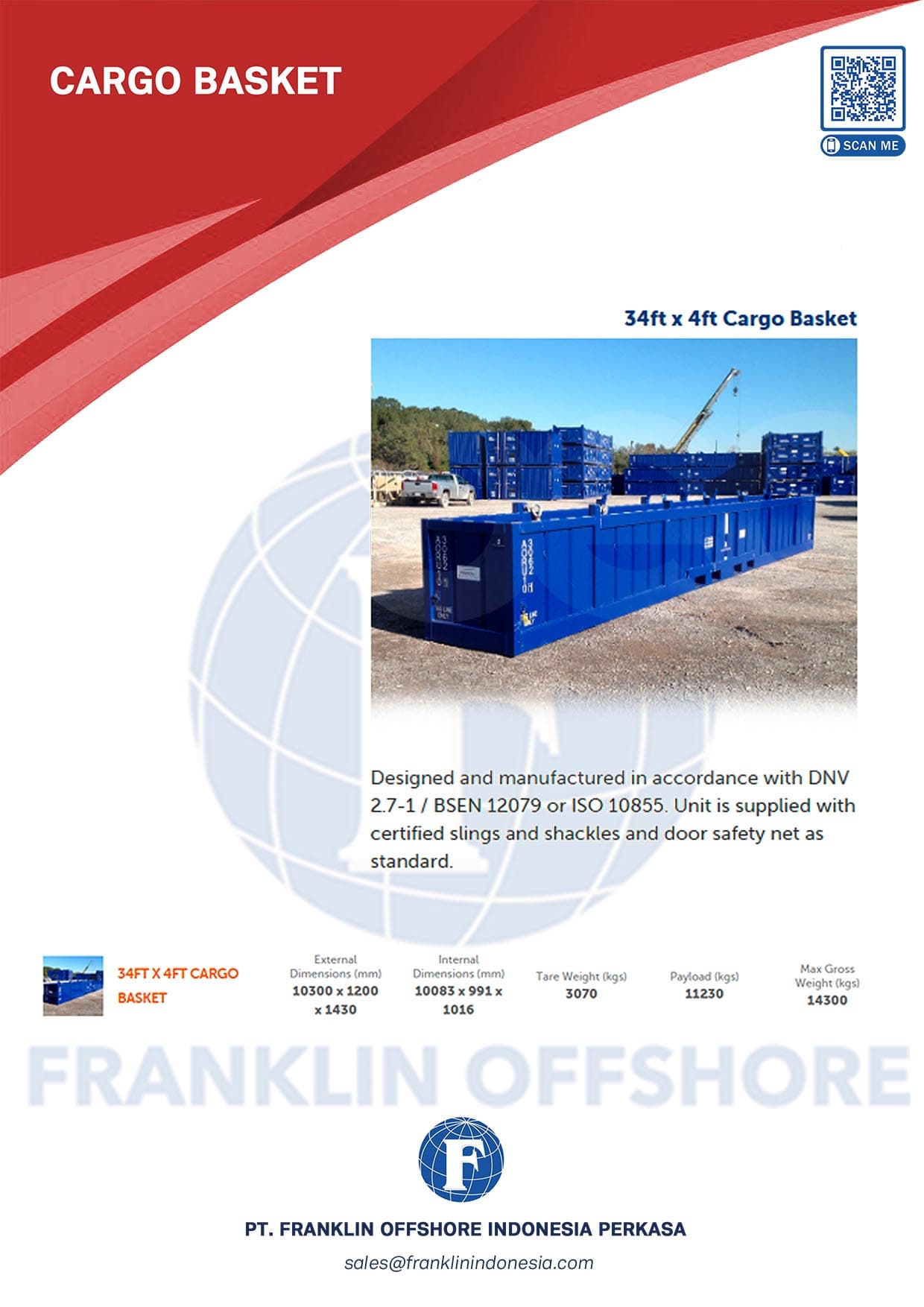 Cargo basket — 34 ft × 4 ft
