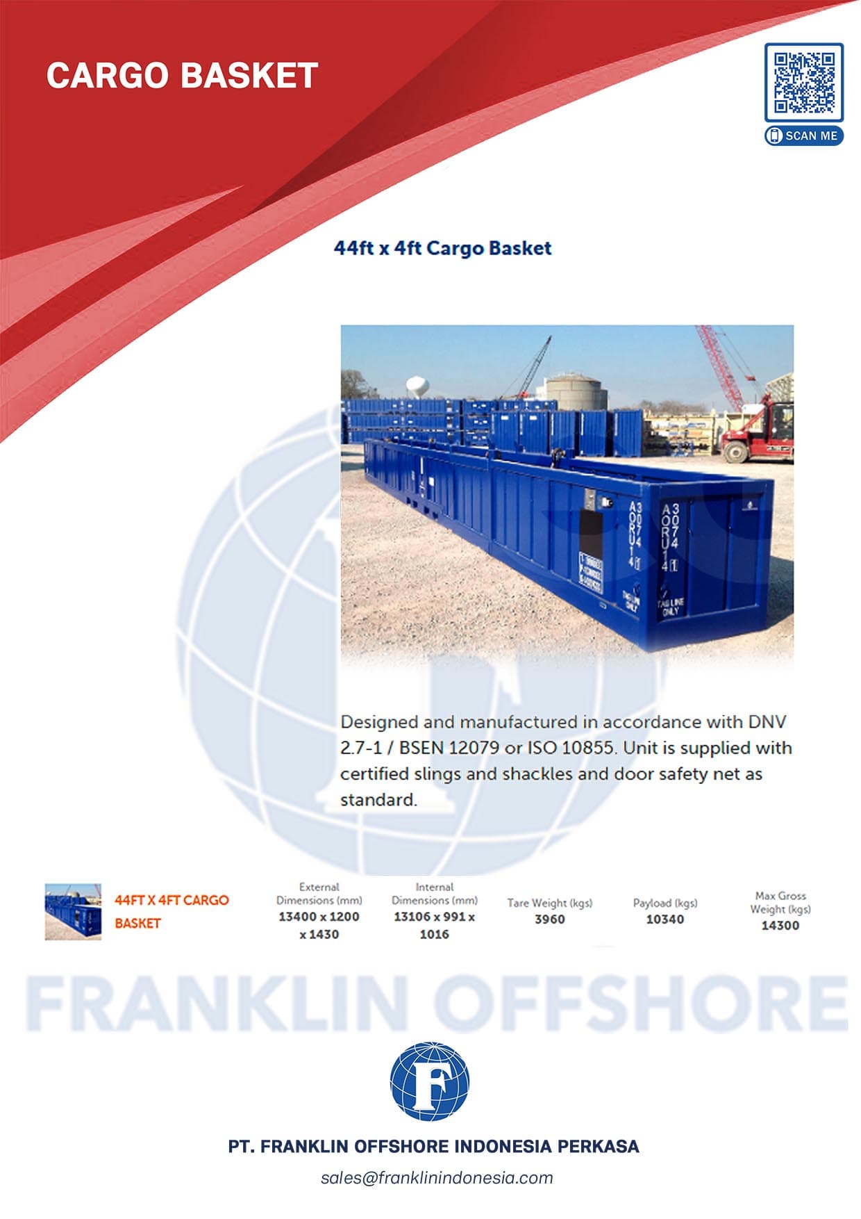 Cargo basket — 44 ft × 4 ft